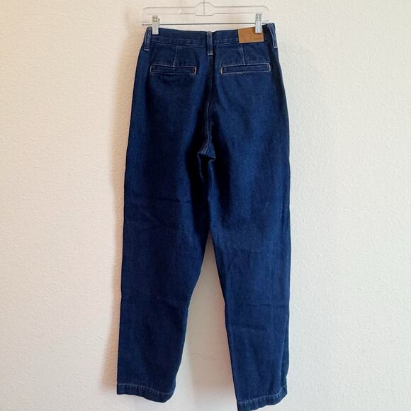 Madewell The Baggy Straight Jeans Woodham Dark Wash Pleated Loose Fit Size 26 - Picture 3 of 8